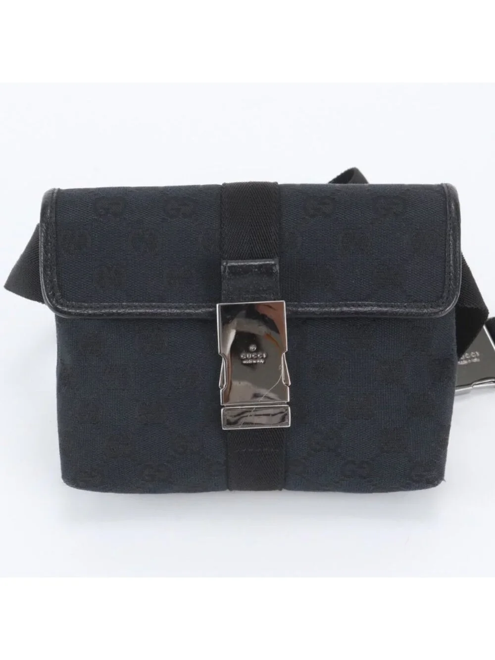 Gucci GG Canvas Leather 2-Way Belt Bag Crossbody Body Waist Pouch